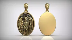 Saint Uriel Archangel Oval Medal Catholic Christian Pendant