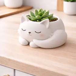 Sleeping Cat Planter STL – Cute Cat Succulent Pot | 3D Printable Home Decor