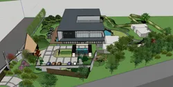 SU model of modern style demonstration area architecture