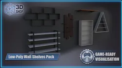 Ultimate Low-Poly Wall Shelves Pack Game-Ready Visualize-Ready