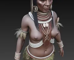 Adult Tribal Woman Figurine 3D Print STL | Minimal Leaf Dress | Elegant Ethnic Sculpture