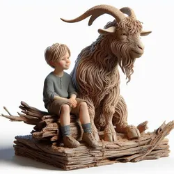 Boy with Goat Table Decor Minimal Artistic Sculpture