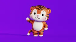 Cartoon Tiger Chibi Kawaii Character Rigged Animated Low-poly
