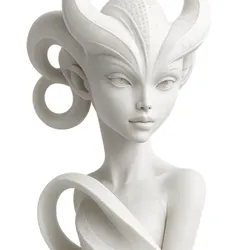 Celestial Horned Maiden Bust | Fantasy Creature Sculpture | 3D Printable Art Statue