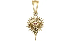 Golden Sun Face Pendant with Gemstone Eyes