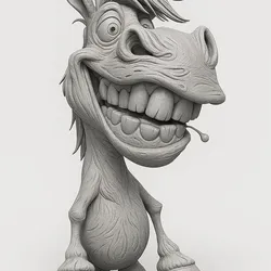 Goofy Donkey Character | Cartoon Animal Sculpture | 3D Printable Fun Statue