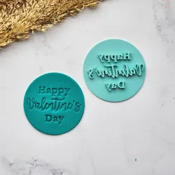 Happy Valentine's Day Cookie Cutter & Heart Stamp Set - Love Circle Design - 3D Print STL