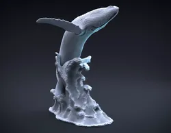 Humpback whale jumping intended for 3D printing