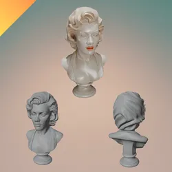 Marilyn-Style Bust Sculpture – STL and GLB Formats Included