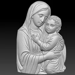 Mary and Baby Jesus Relief 3D print model