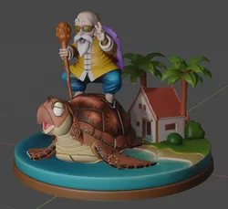 Master Roshi and Turtle - Dragon Ball 3D Print Model in Figurines 601209