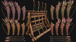 Medieval Armory Rack Stand Weapons Bow Bows Archer Pack