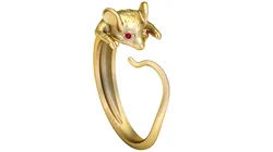 Mouse Wrap Ring with Ruby Eyes