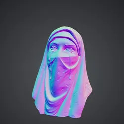 Muslim Mother, Veiled Mystery Female Bust | Elegant Niqab Art Sculpture | Resin & FDM 3D Print
