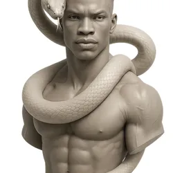 Serpent Guardian Bust | Artistic Male Portrait with Snake | 3D Printable Resin & FDM