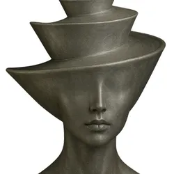 Spiral Voyager Bust | Fibonacci Shell Hat Sculpture | 3D Printable Female Art