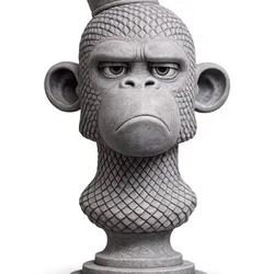 Title King Primate Bust Sculpture | Royal Monkey Statue 3D Printable | Resin & FDM Art