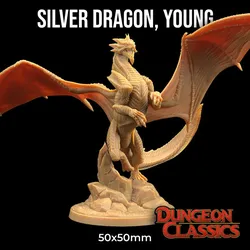 Young Silver Dragon | PRESUPPORTED | Dungeon Classics