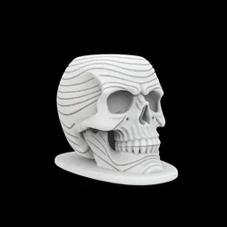 Zen Wave Skull Pen Cup 3D Print Model in Sculpture 600203