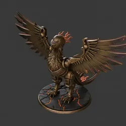 Armored Phoenix / Fire Mecha Bird / Volcano Griffin / Cyber ​​Phoenix 2026 /  Heavy Armor Fire Bird /  Print-In-Place / Iron Phoenix Guard / statue / decoration / stl / phoenix