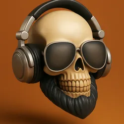 Bearded Skull with Headphones