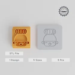 Bored Emoji Face Stamp Tile Set, 5 Motif Sizes from 20-40mm, Perfect for Clay, Cookies & Fondant