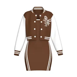 Girls Printed Bomber Jacket With Midi Dress  | Marvelous / Clo3d / obj / fbx