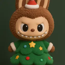 Labubu in Christmas Tree Outfit