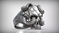 Skull Octopus Tentacles Silver Ring