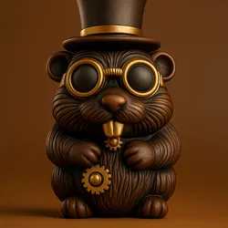 Steampunk Rodent Beaver Character with Goggles and Top Hat