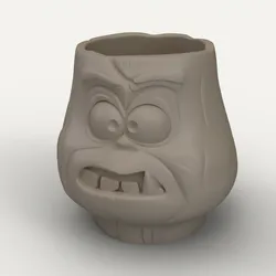 Surprised Pot - Shocked Log Face Planter - Funny Cartoon Tree Stump