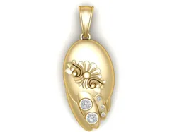 Floral Gold Pendant 3D Printable Model 3D Print Model in Pendants 606080