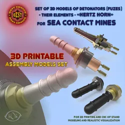 HERTZ HORN NAVAL SEA MINE DETONATOR FUZES SET Printable moulage