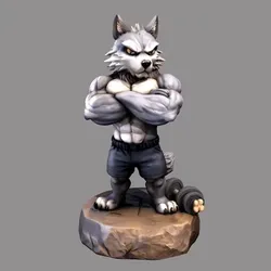 Muscle Wolf Alpha Grit – Strong Alpha Wolf | Gym Meme Mascot | Epic Funny 3D Printable STL | GYMCollection