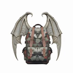 Realistic Stone Gargoyle Wing Backpack with Foldable Wings and Buckles