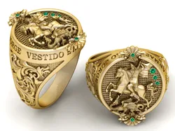 Saint George Warrior Ring 3D Printable Jewelry Model 3D Print Model in Pendants 605992