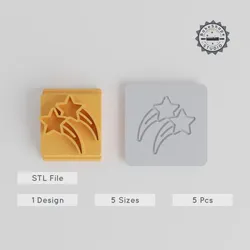 Shooting Stars Stamp Tile Set, 5 Sizes Motif for Clay, Cookies & Fondant, Space & Astronomy Theme