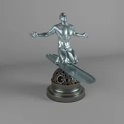 Silver Surfer Style Character Game-Ready Static Model