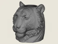 Tiger Head Vase 3D Print Model in Decor 605628