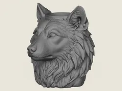 Wolf Head Vase 3D Print Model in Decor 605607