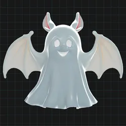 3D Halloween Bat Ghost Model Cute Cartoon Flying Spirit Creature