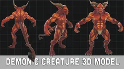 Demonic Creature Muscular Fantasy Monster with Horns