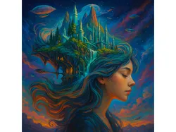 Girl with Floating Island Hair