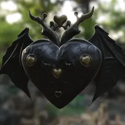 Gothic Heart Bat Artifact