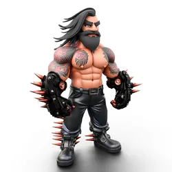 Muscular Tattooed Character