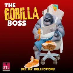 Office Boss Gorilla STL File Chibi-Style Desk King Fun Collectible Model 3D Print Model in Figurines 586588