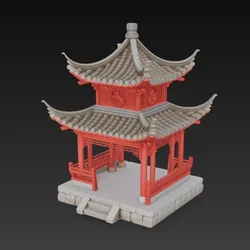 Open Eastern Pagoda Pavilion Miniature 3D Printable STL