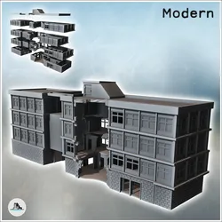 Props & Terrain STL Download - Modern Flat Roof Hospital with Wave Architecture (Destroyedby Hartolia Miniatures