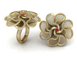 Ruby Flower Ring 3D Print Model in Rings 586604