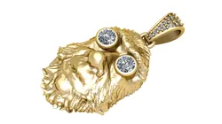 18K Gold Lion Head Diamond Pendant Bold Luxury Statement Design 3D Print Model in Pendants 628197